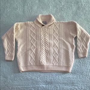 Cream Cowl Neck Aran Knit Sweater